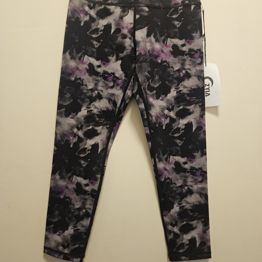 ZYIA Kids Leggings - Black and Purple Floral